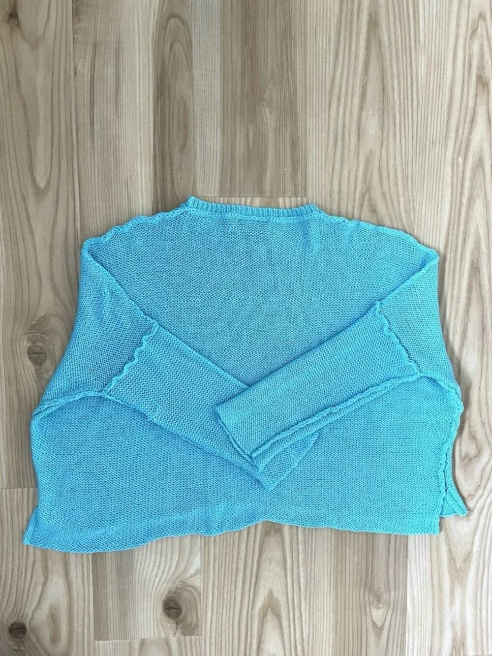WOODEN SHIPS Open-Knit Chunky Oversized Pull-Over Sweater Turquoise size X/L